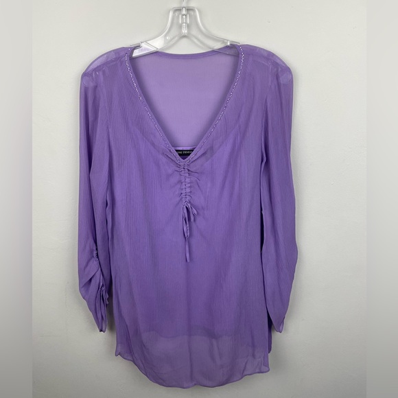 Valerie Stevens NWT Silk Blouse with Cami Underneath Size Large - Picture 3 of 6